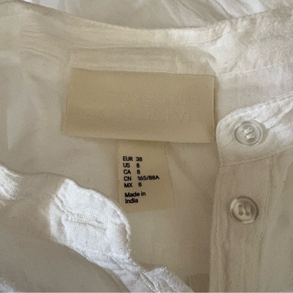 H&M CONSCIOUS Collection sz 8 High Low Shirt Fishtail White 3/4 Sleeve - Picture 9 of 12